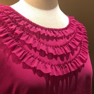 Banana Republic Magenta Ruffle-Front Top